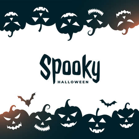 Spooky halloween card with bats and scary pumpkinsのイラスト素材