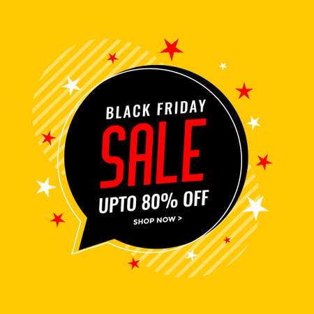 black friday sale background with chat bubble and stars
