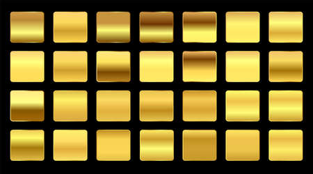 premium yellow gold gradients swatches big setのイラスト素材