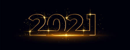 2021 happy new year golden shiny text banner designのイラスト素材