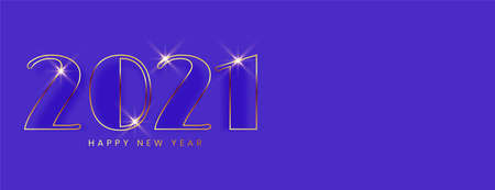 Happy new year 2021 with glowing flare on blue backgroundのイラスト素材