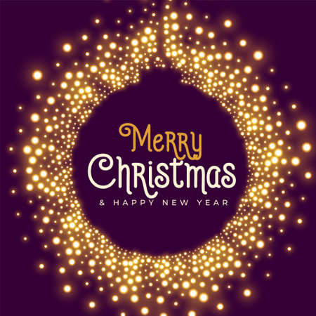 sparkling merry christmas greeting card with xmas bauble shapeのイラスト素材