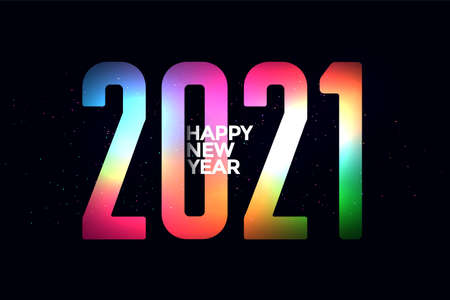 colorful 2021 glowing happy new year background designのイラスト素材