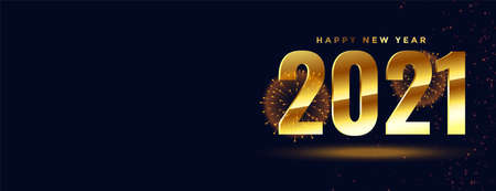 happy new year 2021 golden fireworks banner design
