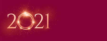 2021 happy new year shiny banner design with text space