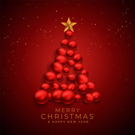 creative christmas tree made with xmas baubles designのイラスト素材