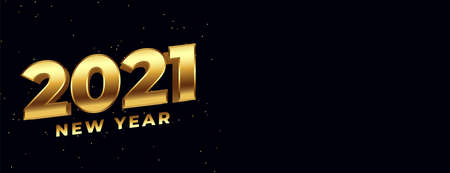 2021 black banner in 3d golden text style
