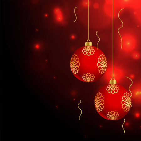 merry christmas celebration red decorative balls backgroundのイラスト素材