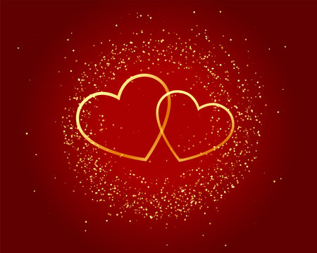 valentines day sparkling love golden hearts on red backgroundのイラスト素材
