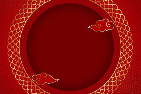 Traditional chinese greeting with cloud on red background vectorのイラスト素材