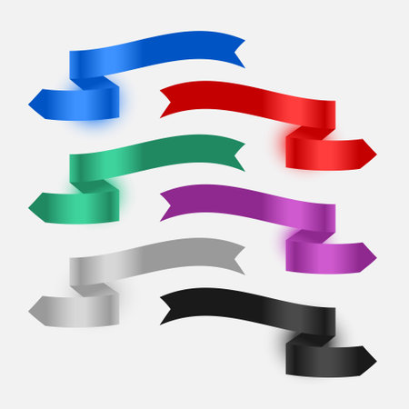 ribbons banner flags set of sixのイラスト素材