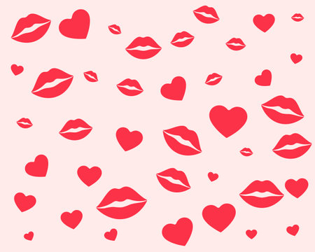 lips and hearts pattern for valentines dayのイラスト素材