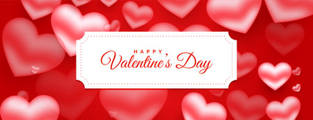 happy valentines day romantic 3d hearts banner design