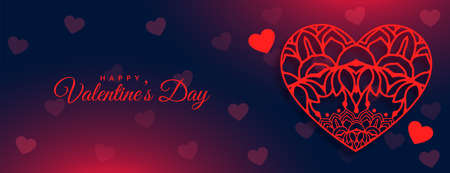 happy valentine's day greeting banner with decorative heartsのイラスト素材