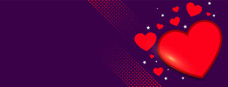 stylish hearts banner for valentines dayのイラスト素材