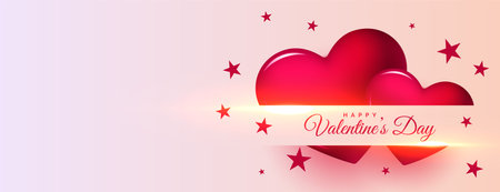 happy valentines day celebration hearts banner with text spaceのイラスト素材