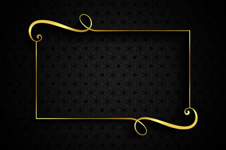 golden swirl frame on dark background with text spaceのイラスト素材