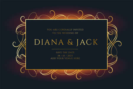 floral style golden wedding invitation template designのイラスト素材