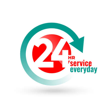 24 hours service everyday concept label designのイラスト素材