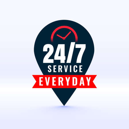 24 hours service everyday label with pointer designのイラスト素材