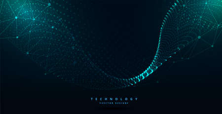 digital futuristic technology particle wave banner designのイラスト素材