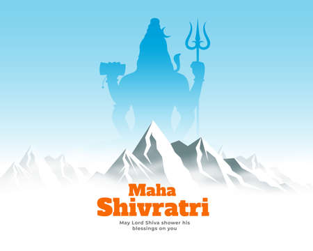 maha shivratri festival card with lord shiva on kailash parwatのイラスト素材