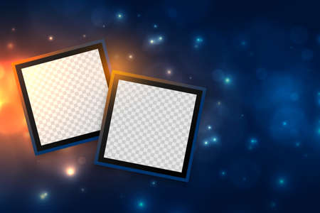 picture photo frames in glowing sparkle backgroundのイラスト素材
