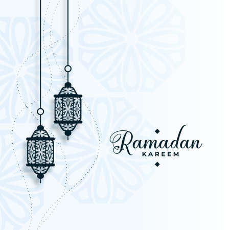 eid ramadan kareem arabic background with lamps decorationのイラスト素材