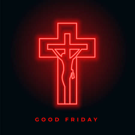 glowing red neon good friday cross backgroundのイラスト素材