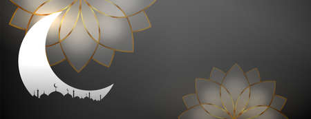 beautiful ramadan kareem banner with islamic flower decorationのイラスト素材