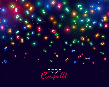 beautiful glowing neon falling confetti backgroundのイラスト素材