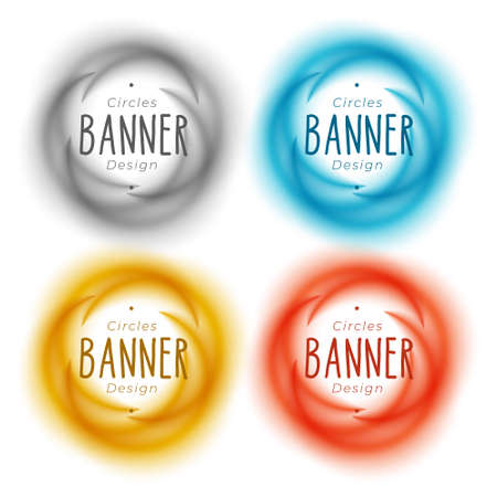 abstract circular frame banners in four colorsのイラスト素材