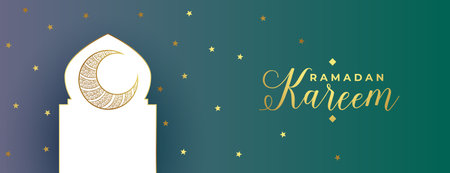 islamic ramadan kareem or eid mubarak golden shiny bannerのイラスト素材