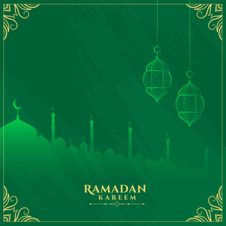happy ramadan kareem green islamic card designのイラスト素材