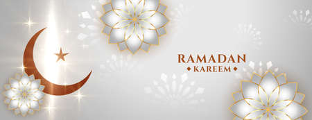 shiny ramadan kareem arabic style decorative banner designのイラスト素材