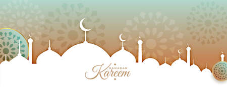arabic style ramadan kareem or eid mubarak banner designのイラスト素材