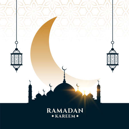 ramadan kareem wishes card with moon and mosque designのイラスト素材
