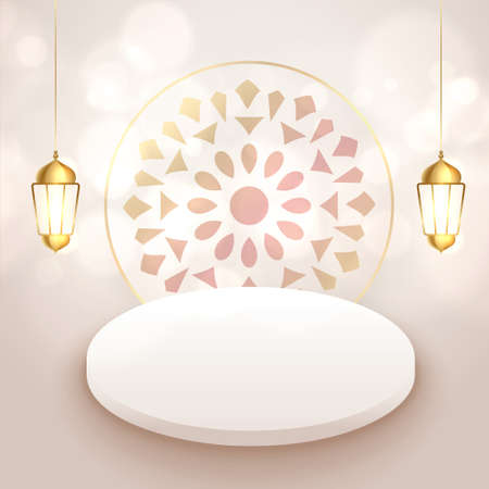 islamic eid festival background with product displayのイラスト素材