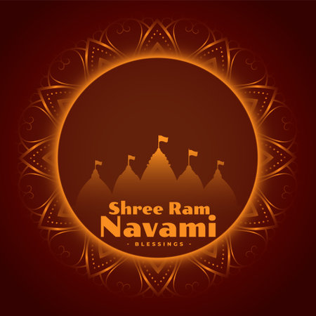 shree ram navami festival card with decorative frameのイラスト素材