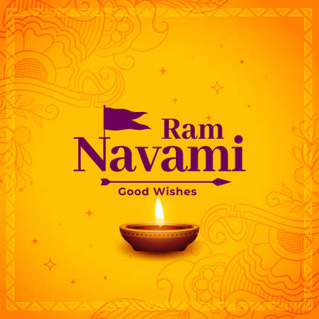 ram navami festival yellow card designのイラスト素材