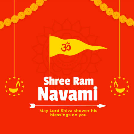 shree ram navami wishes card in flat colorsのイラスト素材