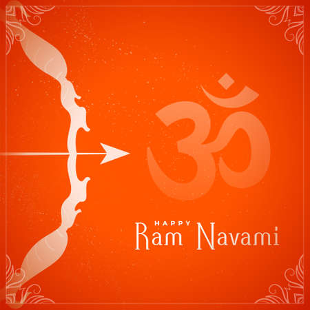ram navami festival orange greetingのイラスト素材