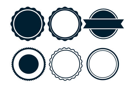 empty blank labels or circular stamps set of sixのイラスト素材