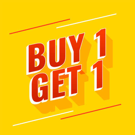 buy one get one yellow banner designのイラスト素材