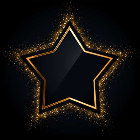golden star frame with golden glitter