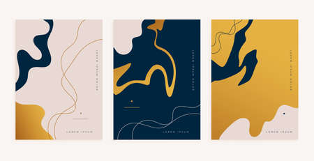 abstract golden fluid lines style minimal poster design