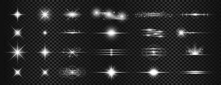 white transparent light streak lens flare effectのイラスト素材