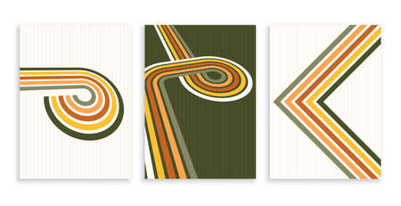 abstract retro lines posters design set