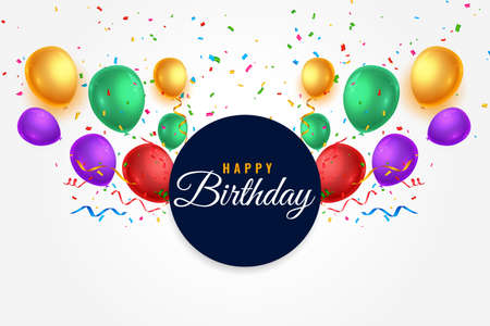 realistic happy birthday colorful balloons greetingのイラスト素材