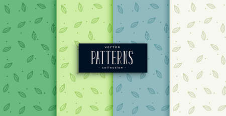 cute small leaves pattern background setのイラスト素材